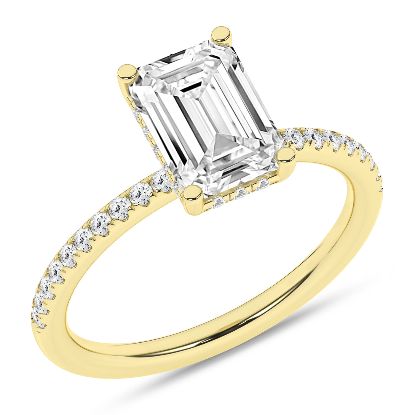 14K Yellow Emerald Cut Lab Grown Diamond Solitaire Engagement Ring