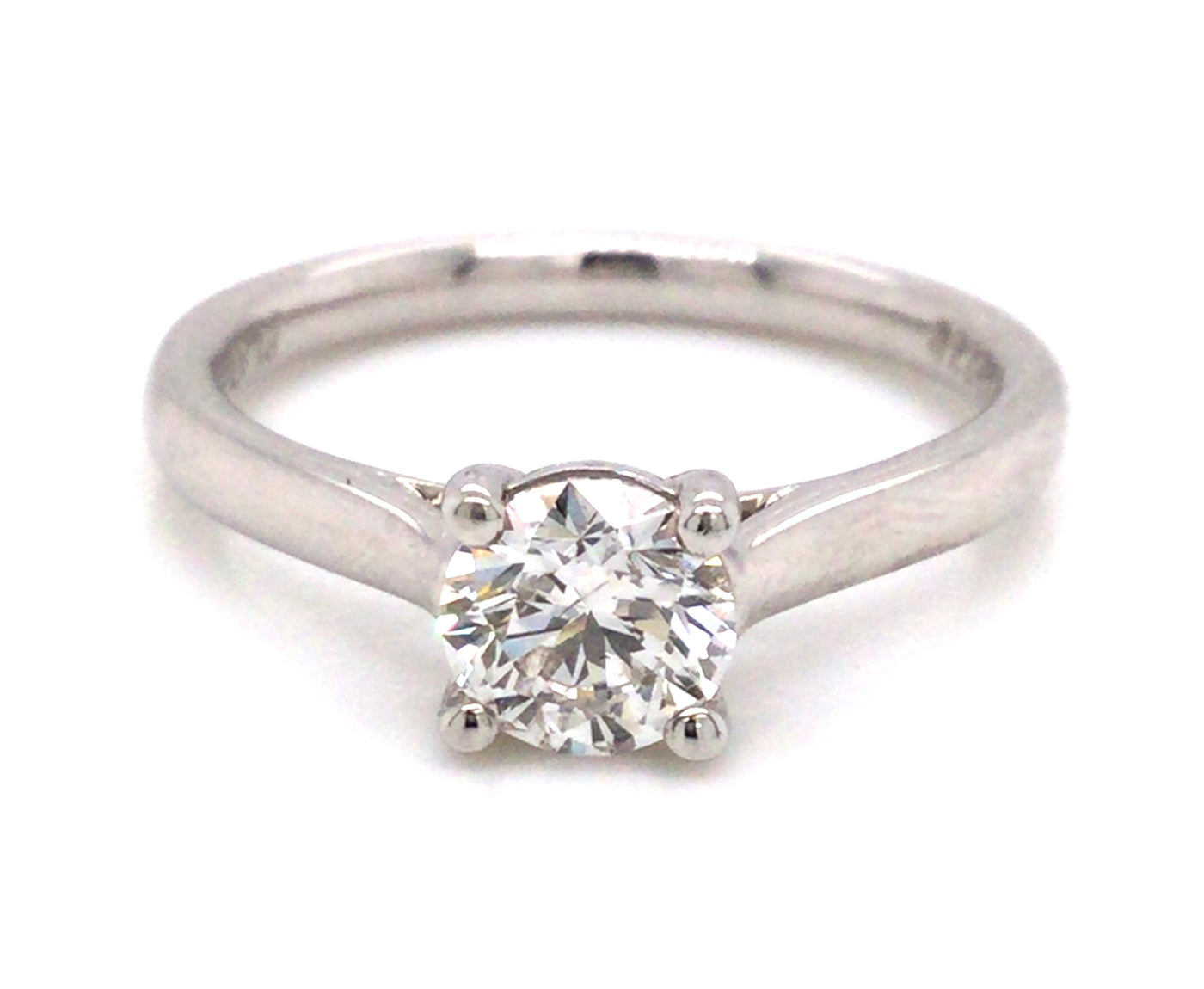 Platinum Round Brilliant Cut Natural Diamond Solitaire Engagement Ring