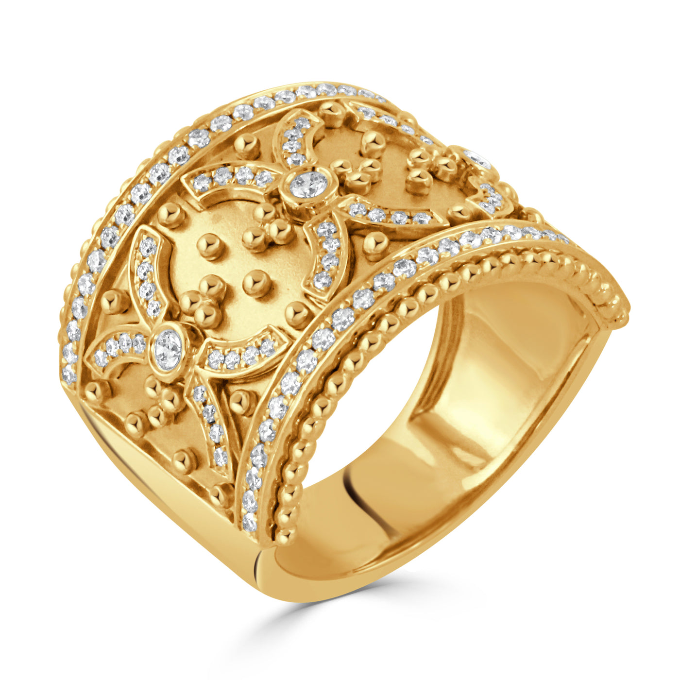 18K Yellow Natural Diamond Fashion Ring Size 6.5