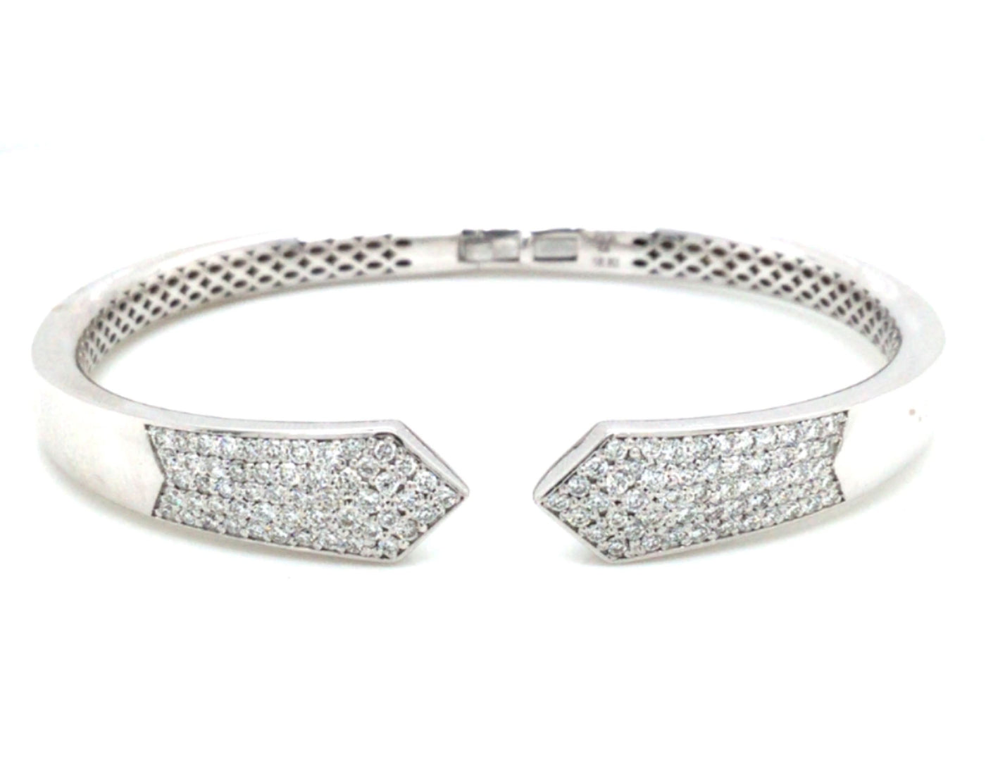 18K White Natural Diamond Hinged Bangle Bracelet