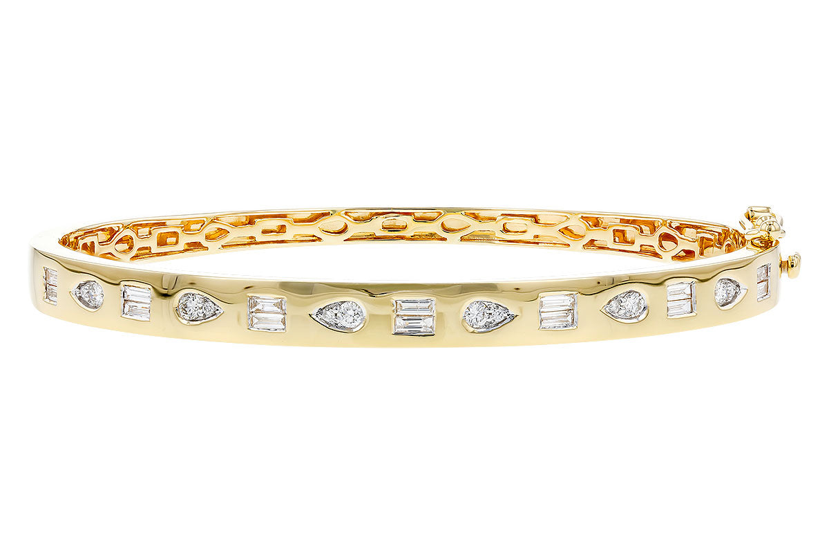 14K Yellow Natural Diamond Bangle Bracelet