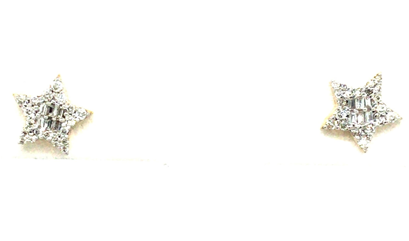 14K Yellow & White Natural Diamond Stud Earrings