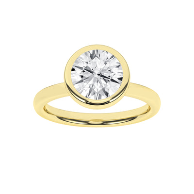 14K Yellow Round Brilliant Cut Lab Grown Diamond Solitaire Engagement Ring