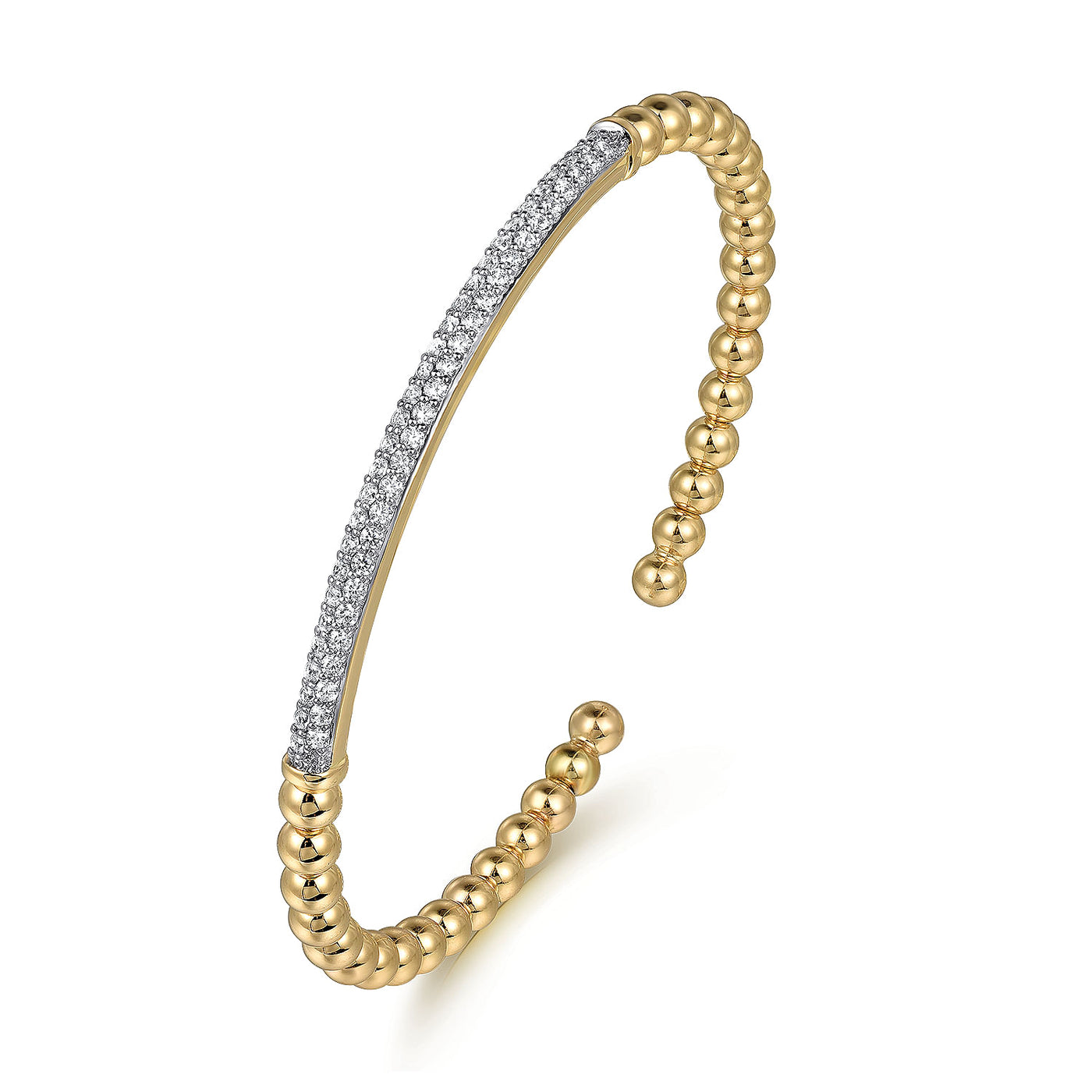 14K Yellow Natural Diamond Cuff Bracelet