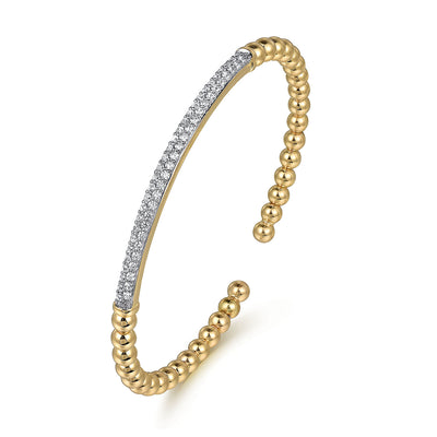 14K Yellow Natural Diamond Cuff Bracelet