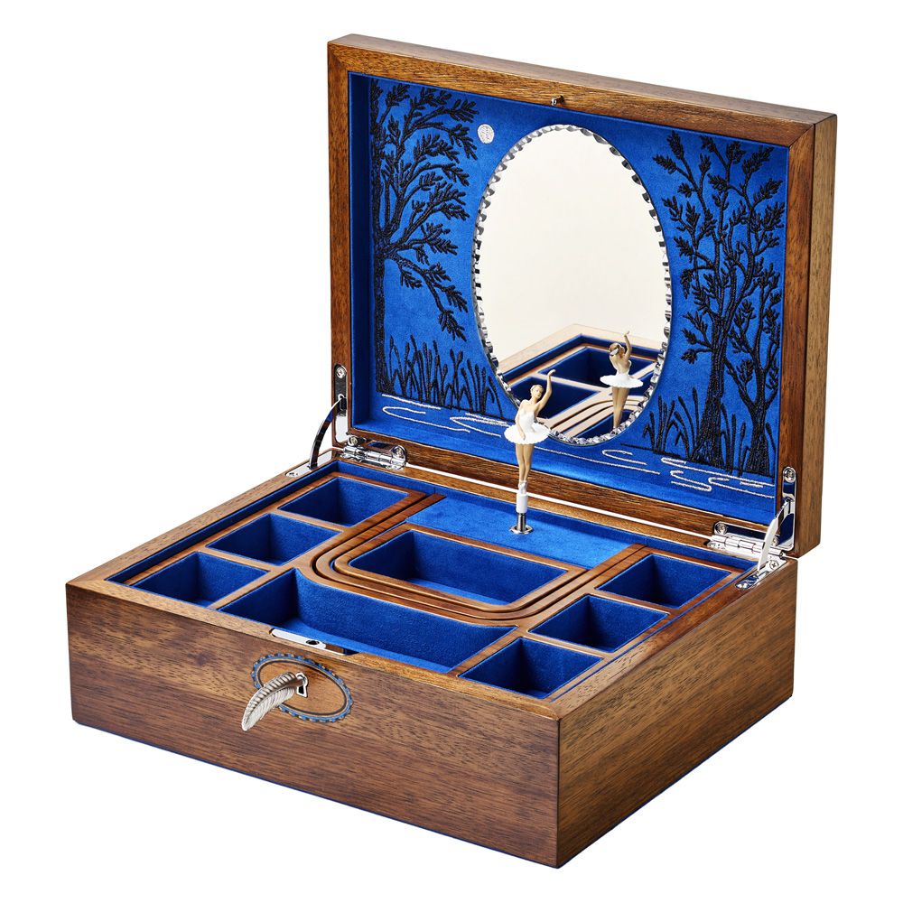 Ballet Musical Jewelry Box with Walnut Wood