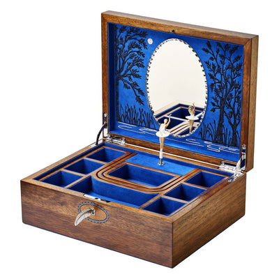 Ballet Musical Jewelry Box with Walnut Wood