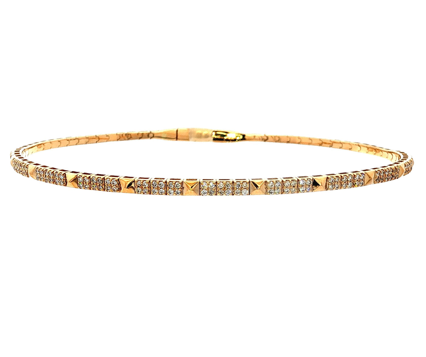 14K Yellow Gold Natural Diamond Bangle Bracelet