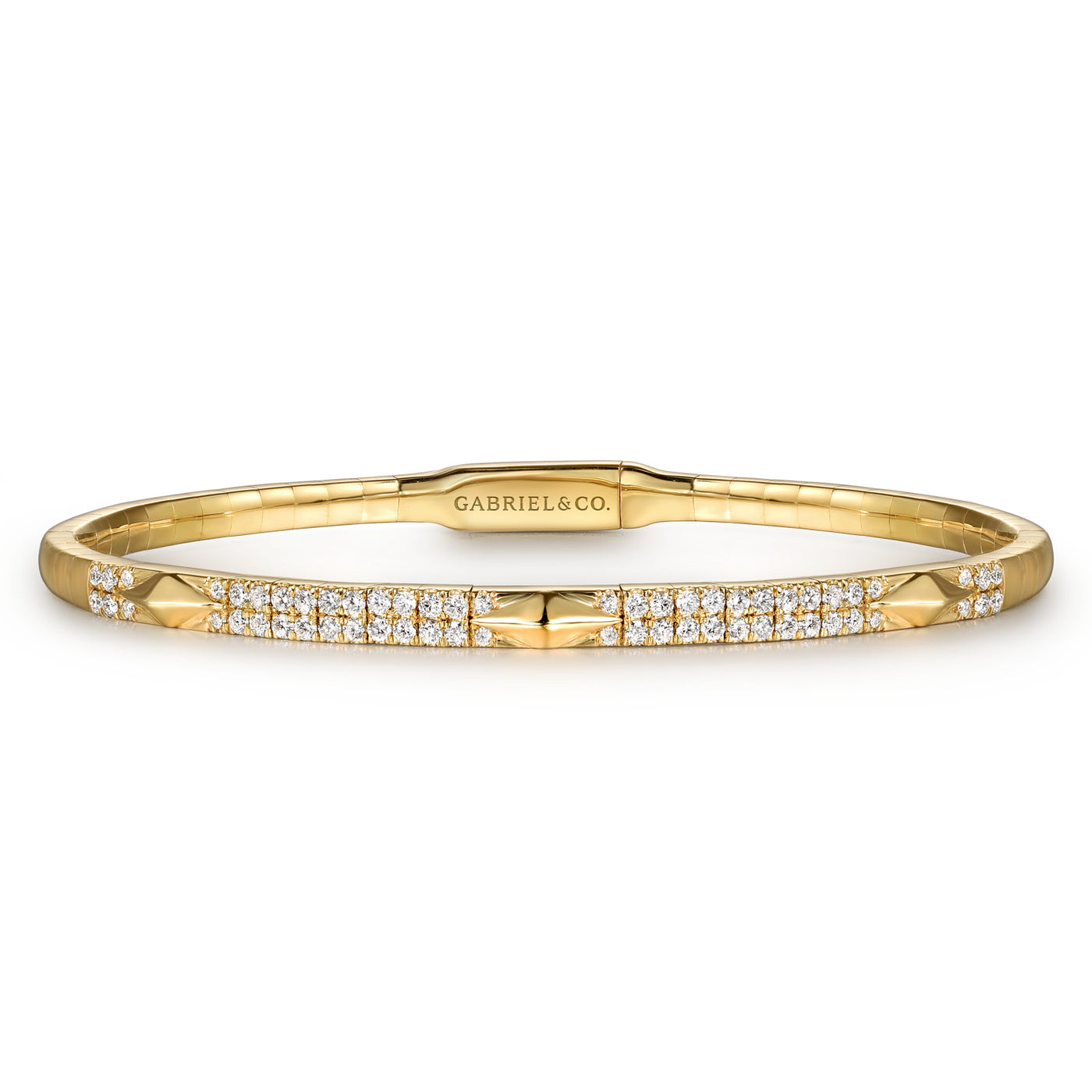 14K Yellow Natural Diamond Bangle Bracelet