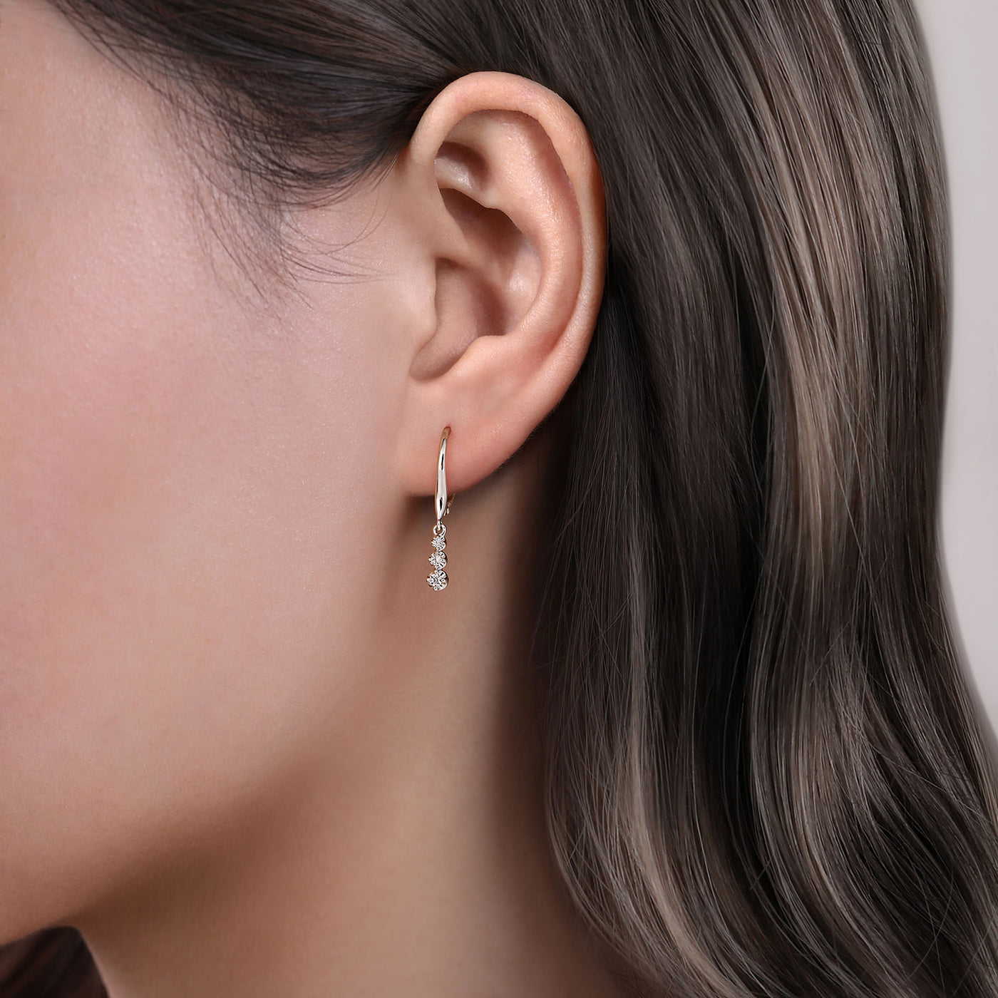 14K White Gold Natural Diamond Dangle Earrings