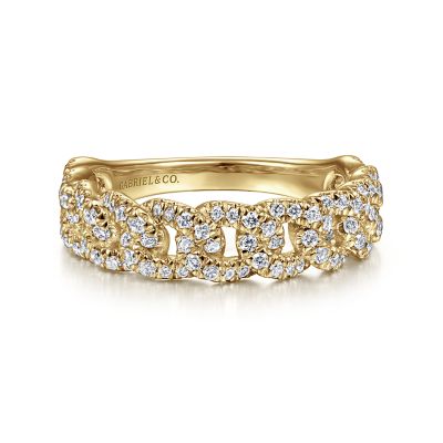 14K Yellow Stackable Natural Diamond Ring Size 6.5