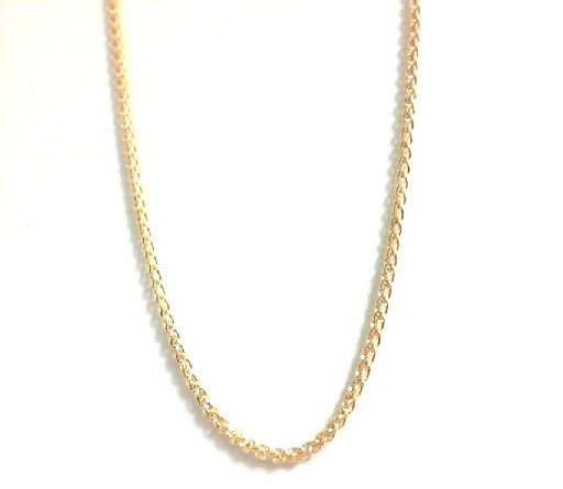 14K Yellow 18 Inch Round Wheat Chain