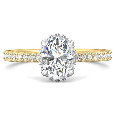 14K Yellow & White Natural Diamond Semi-Mount Ring that accomodates a 9.00 mm Center