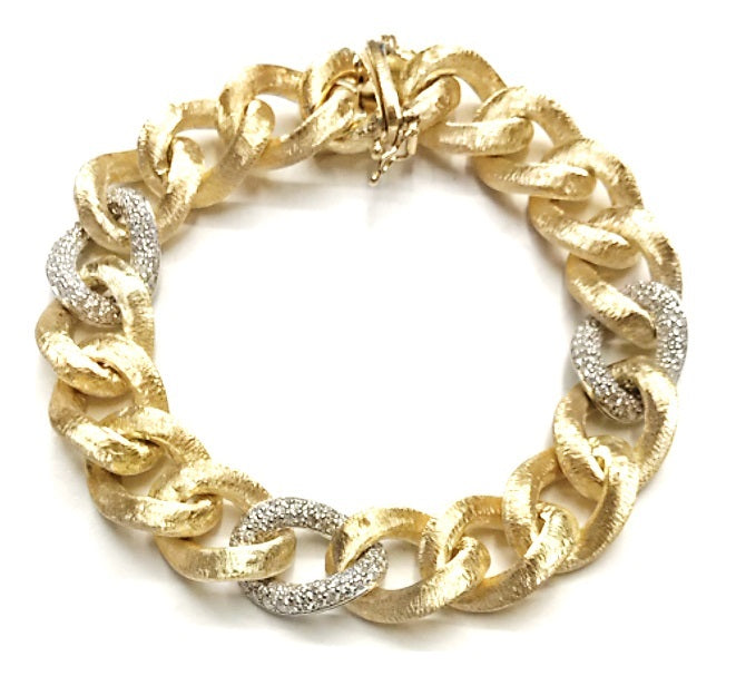 18K Yellow & White Natural Diamond Open Link Bracelet