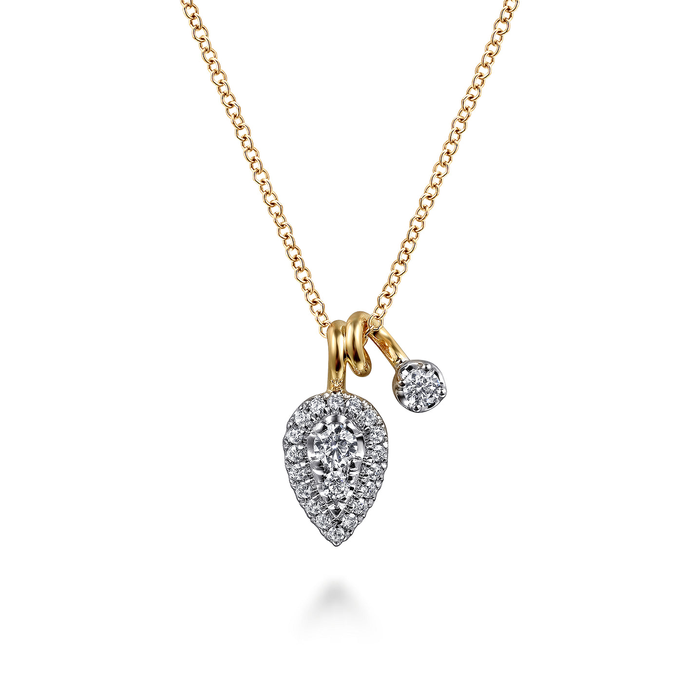 14K Yellow & White Natural Diamond 17.5 inch Necklace