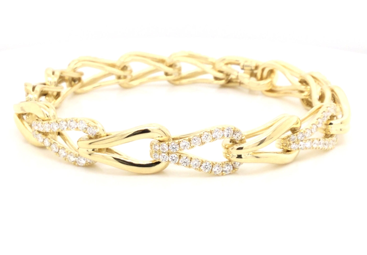 18K Yellow Natural Diamond Fancy Link Bracelet