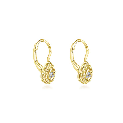 14K Yellow Natural Diamond Drop Earrings