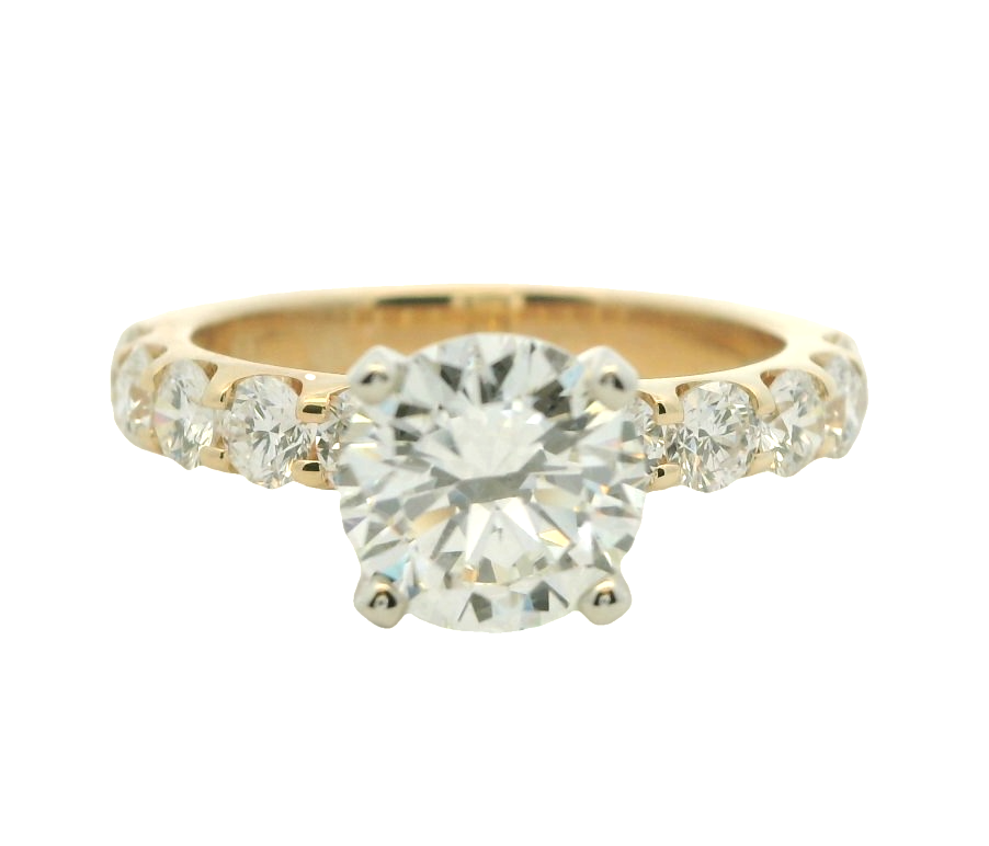 14K Yellow Natural Diamond Semi-Mount Ring that accomodates a 6.00 mm Center