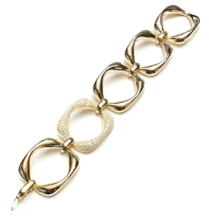 18K Yellow Gold Natural Diamond Open Link Bracelet