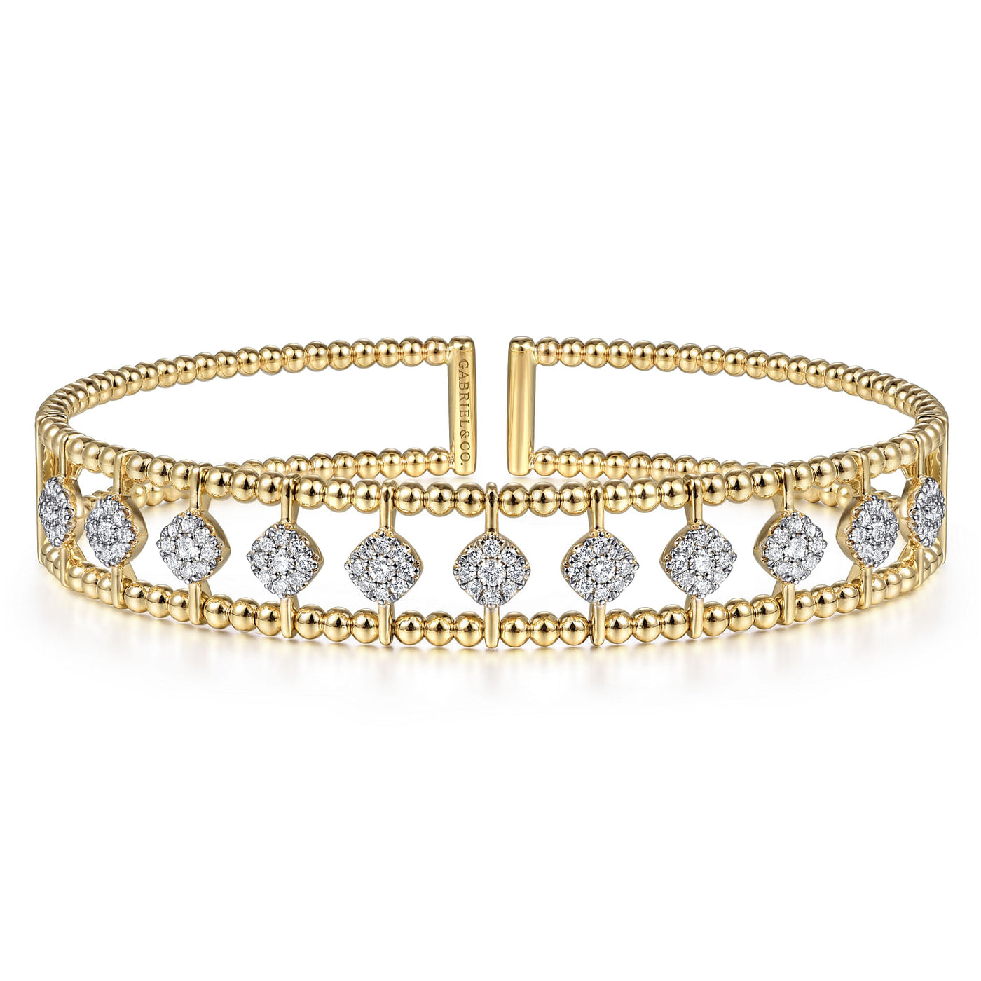 14K Yellow & White Natural Diamond Cuff Bracelet