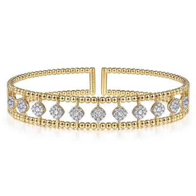 14K Yellow & White Natural Diamond Cuff Bracelet