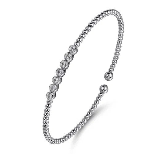 14K White Gold Natural Diamond Cuff Bracelet