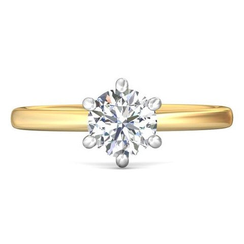 14K Yellow & White Natural Diamond Semi-Mount Ring that accomodates a 6.5 mm Center