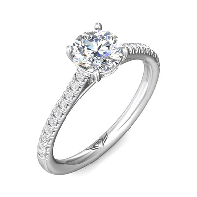 14K White Natural Diamond Semi-Mount Ring that accomodates a 6.50 mm Center