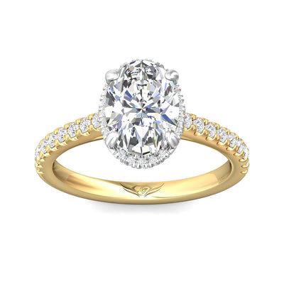 14K Yellow & White Natural Diamond Semi-Mount Ring that accomodates a 9.00 mm Center