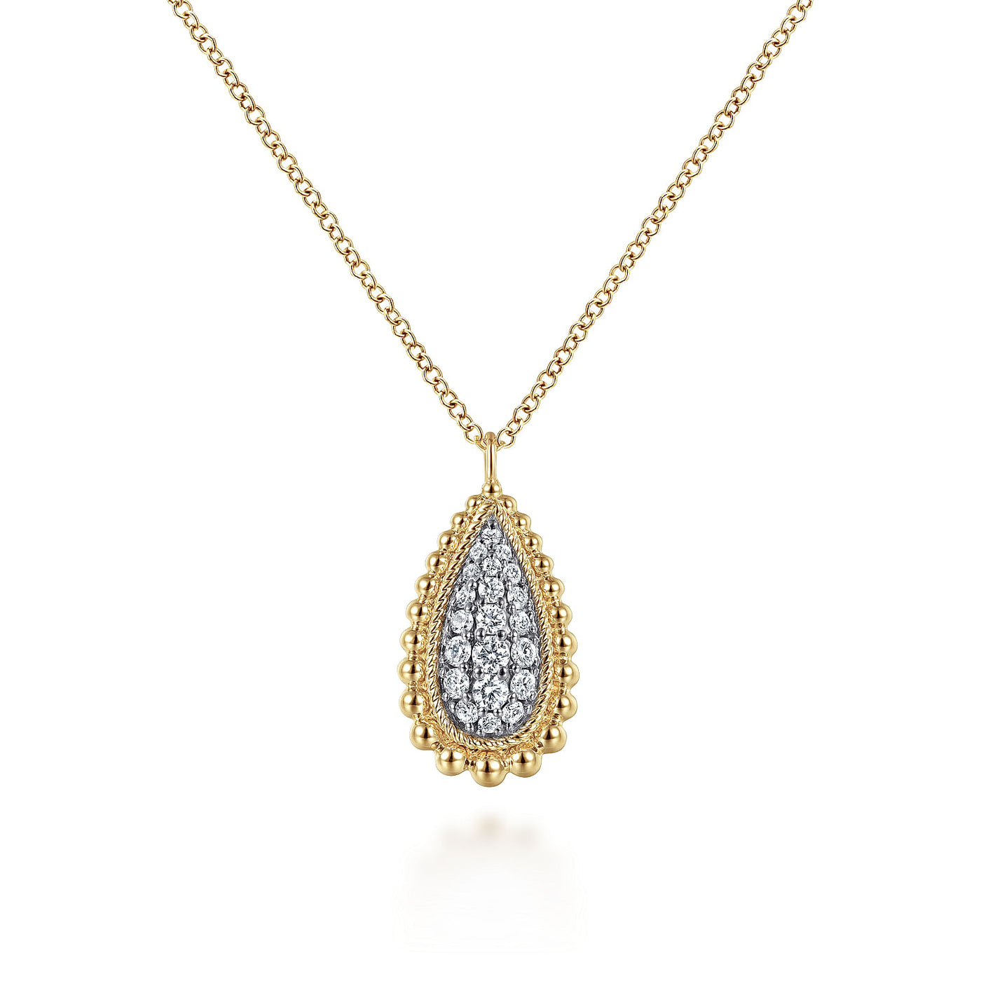 14K Yellow & White Natural Diamond 17.5 inch Necklace