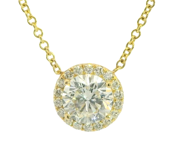 18K Yellow Gold Natural Diamond 18 inch Necklace