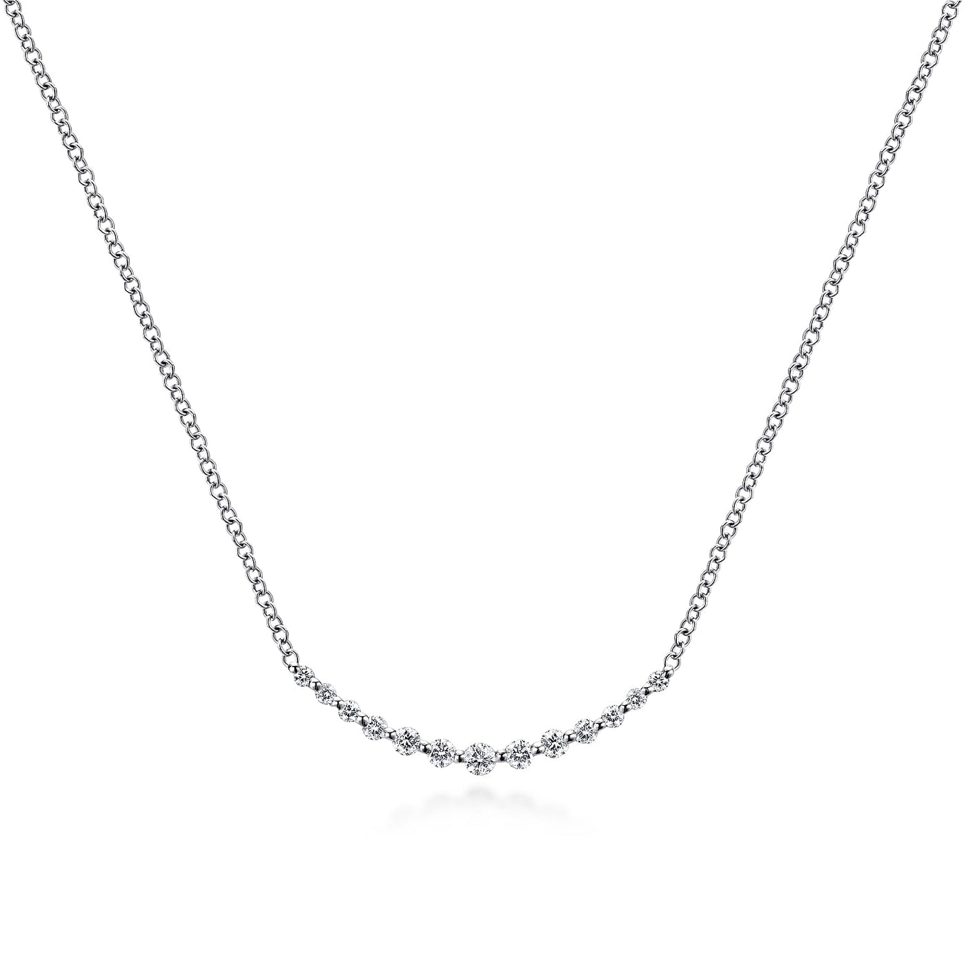 14K White Natural Diamond 17.5 inch Necklace