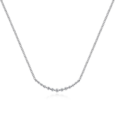 14K White Natural Diamond 17.5 inch Necklace