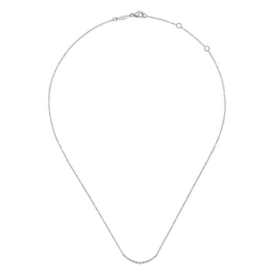 14K White Natural Diamond 17.5 inch Necklace