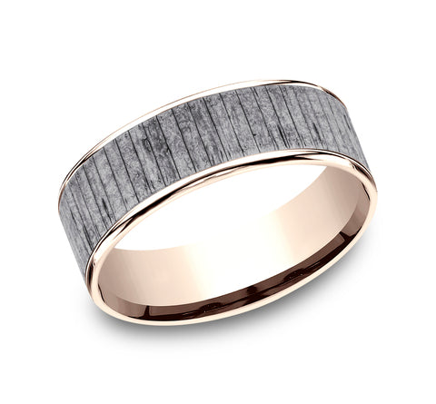 Tantalum/14K Rose Gold 8 mm Ammara Stone Wedding Band