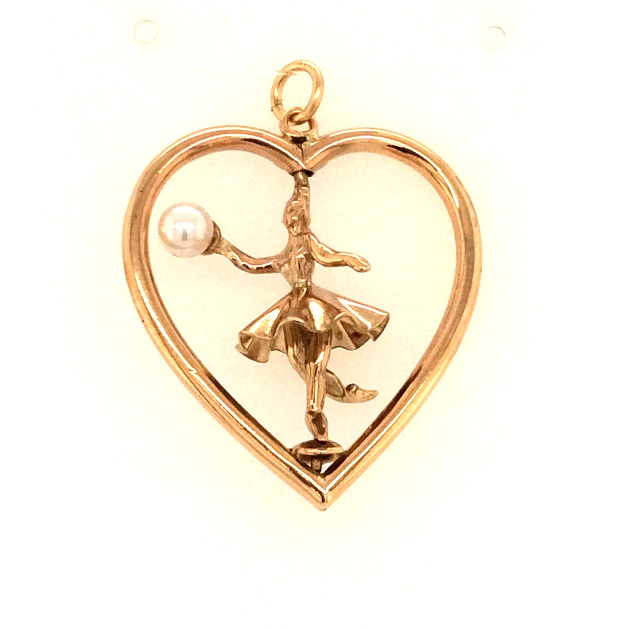 14K Yellow Dancer with a pearl  Charm