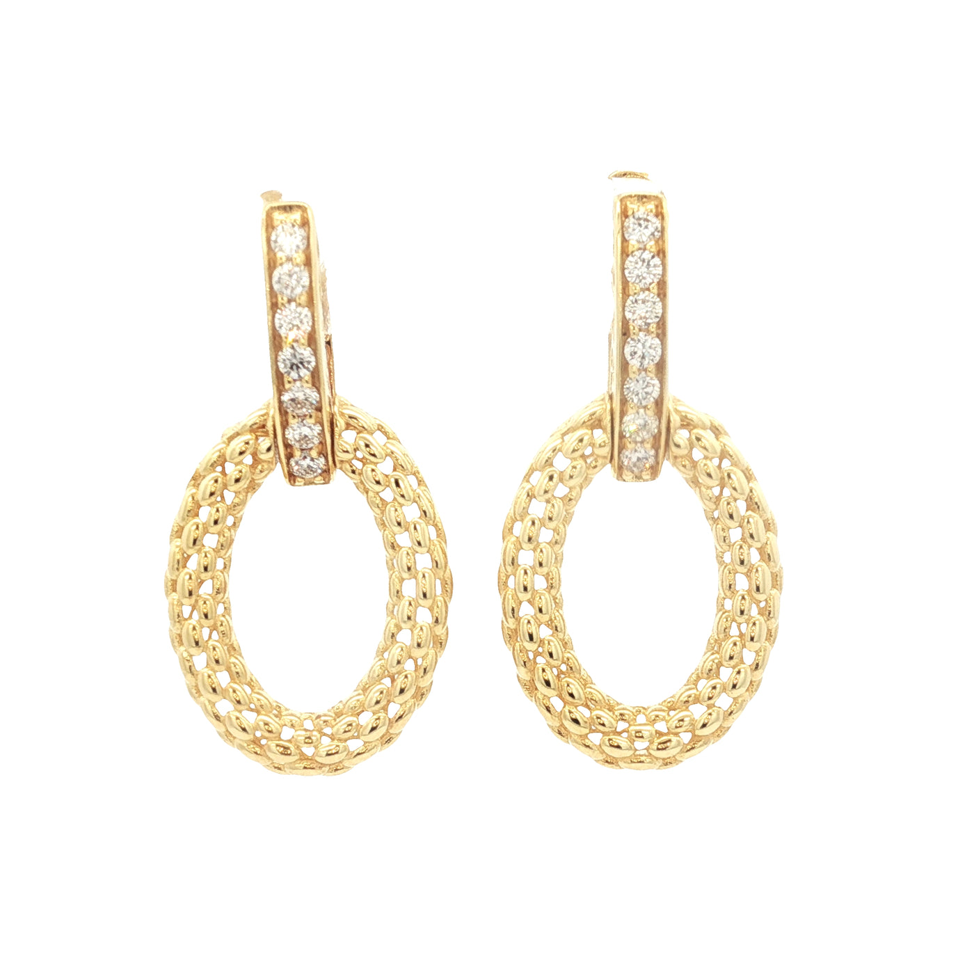 14K Yellow Natural Diamond Dangle Earrings