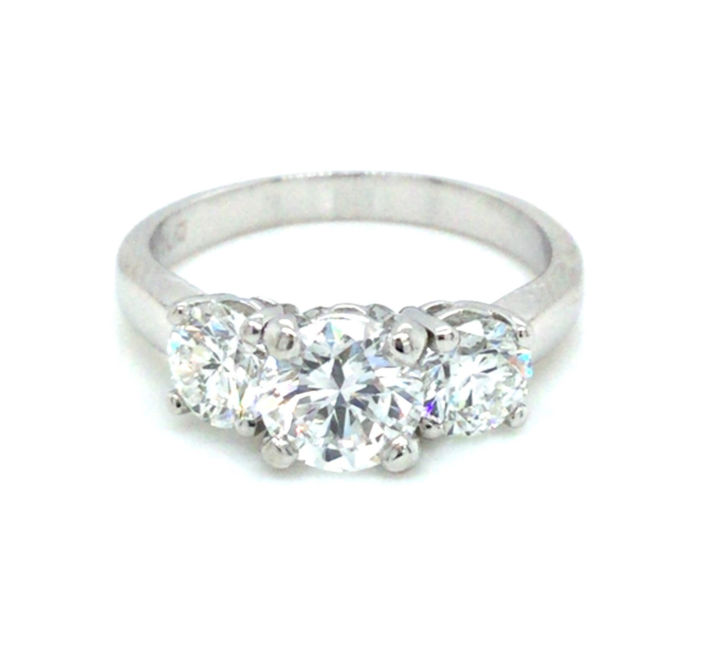 Platinum Natural Diamond Three Stone Engagement Ring