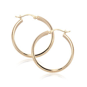 14K Yellow Tube Hoop Earrings 20 mm