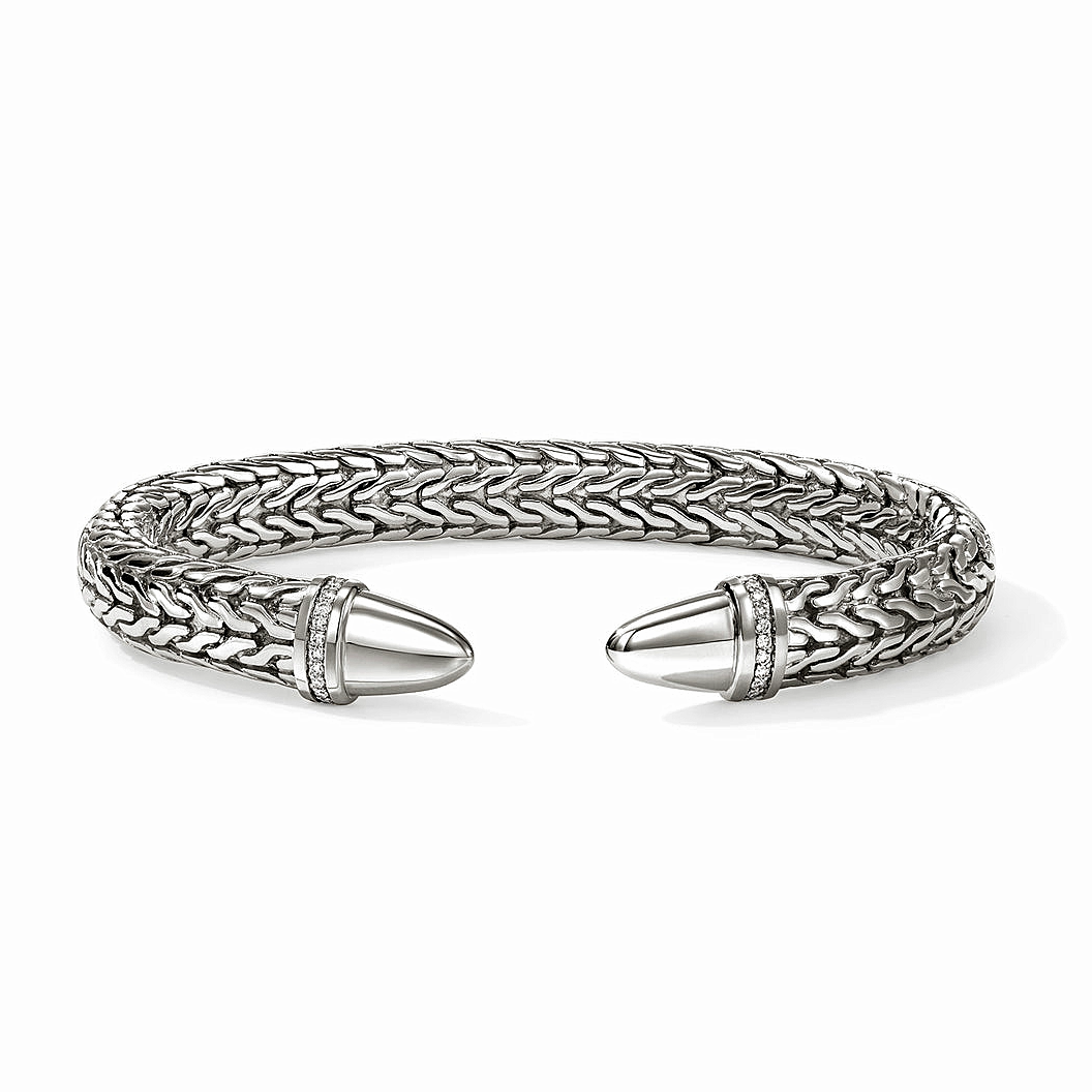 Sterling Silver Natural Diamond Spear 50 Collection Bracelet