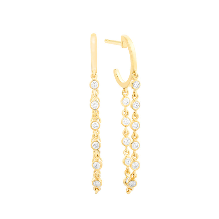 14K Yellow Natural Diamond Dangle Earrings