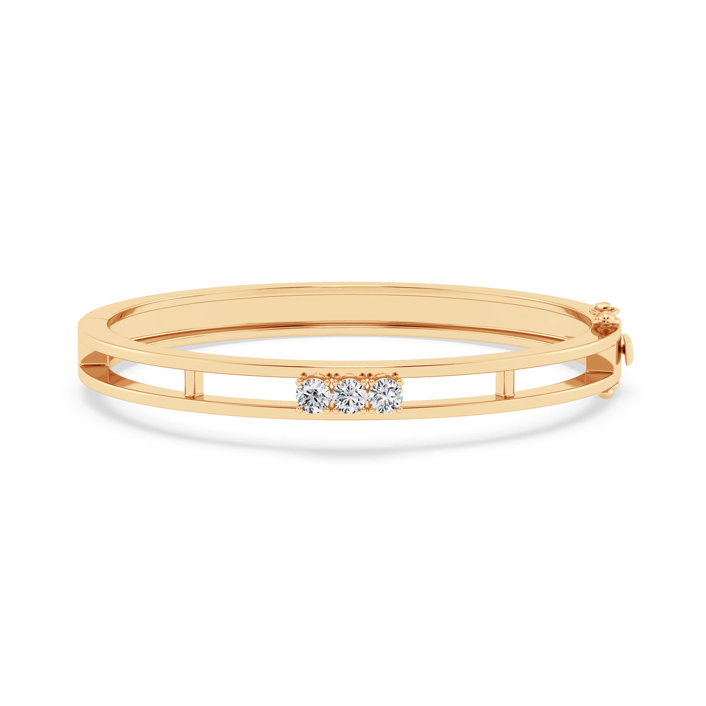 14K Yellow Gold Natural Diamond Hinged Bangle Bracelet