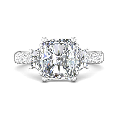 Platinum Radiant Lab Grown Diamond Three Stone Engagement Ring