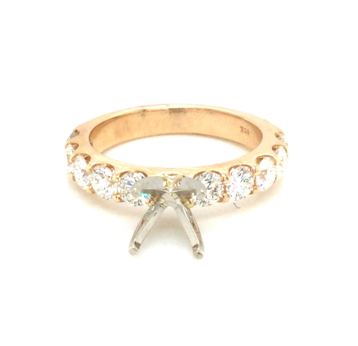 14K Yellow Natural Diamond Semi-Mount Ring that accomodates a 6.00 mm Center