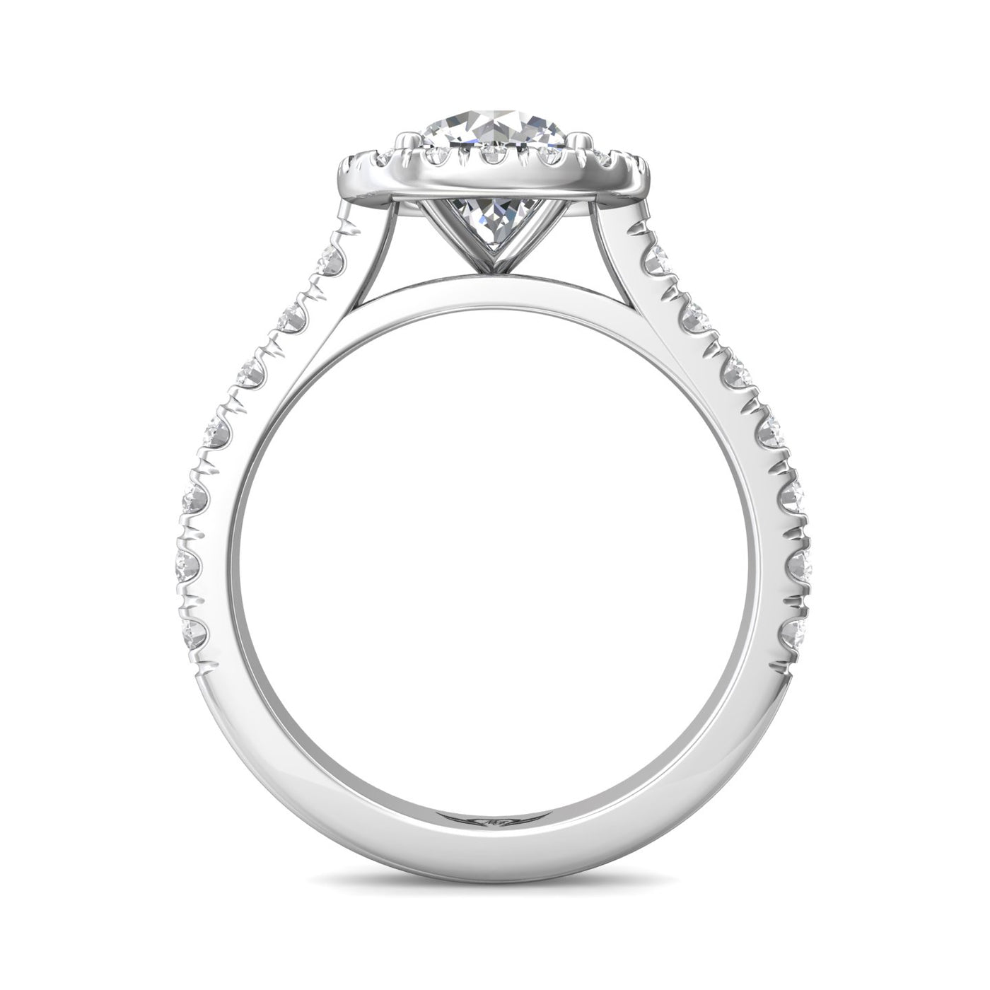 14K White Natural Diamond Semi-Mount Ring that accomodates a 7.00 mm Center