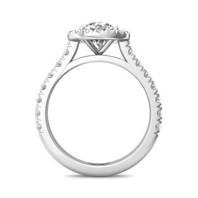 14K White Natural Diamond Semi-Mount Ring that accomodates a 7.00 mm Center