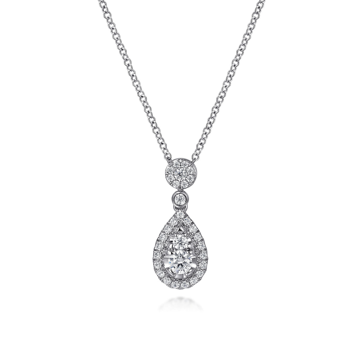 14K White Natural Diamond 17.5 inch Necklace