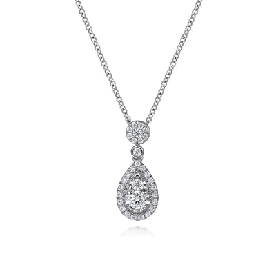 14K White Natural Diamond 17.5 inch Necklace