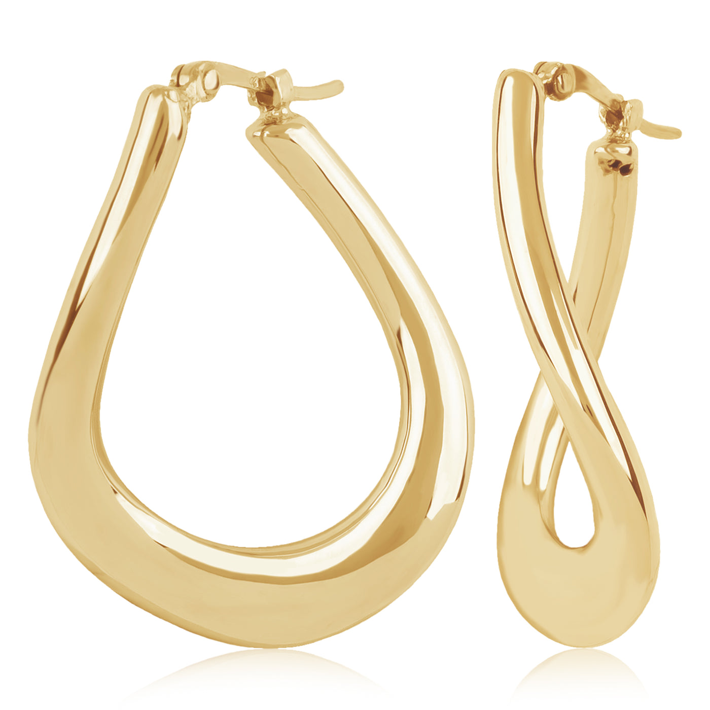 14K Yellow Small Wavy Hoop Snapdown Earrings