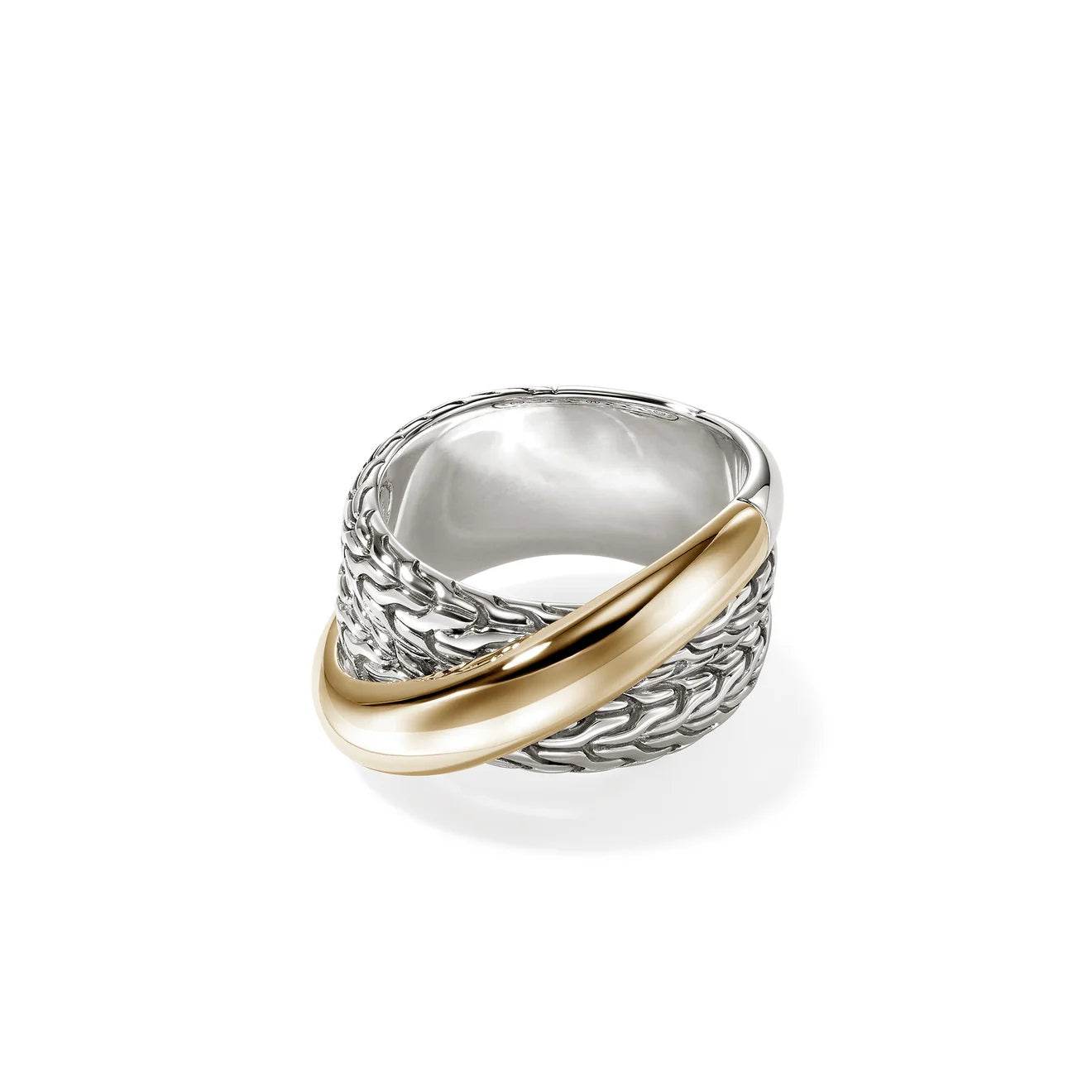Sterling/14K Yellow & White Crossover Ring Size 7